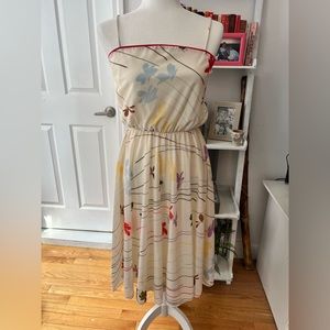 Vintage Cream Floral Spaghetti Strap Dress